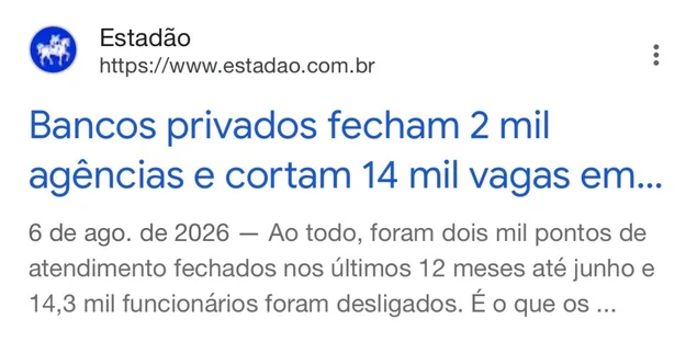 Estadão: Bancos privados fecham 2 mil agências e cortam 14 mil vagas