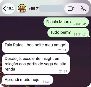 Mensagem de aluno no WhatsApp