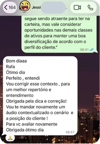 Mensagem de aluno no WhatsApp