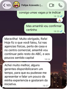 Mensagem de aluno no WhatsApp